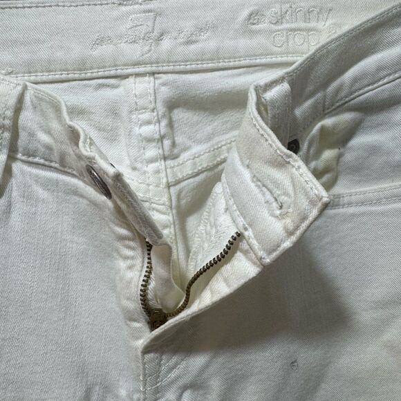 7 For All Mankind Womens White Skinny Stretch Cropped Jeans size 28 - Picture 4 of 7